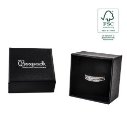 Caja FSC® para Anillo o Pendientes Negra Packaging de Joyería Personalizable F42-N