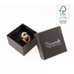 Boîte en carton FSC® pour bagues ou boucles d&#39;oreilles, noire, 51x51x33 mm F42-N