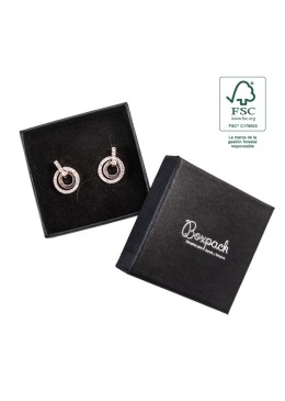 Boîte en carton FSC® pour boucles d&#39;oreilles ou parure, noire, 65x65x29 mm F61-N