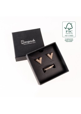 Caja FSC® para Conjunto o Pendientes Negra Packaging de Joyería Personalizable F61-N