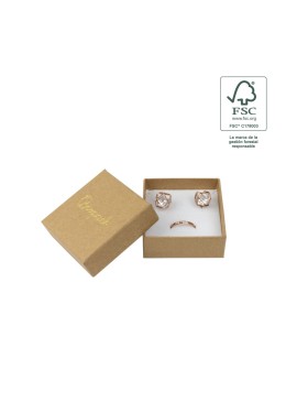 Boîte en carton Kraft FSC® pour boucles d&#39;oreilles ou parures, 65x65x29 mm F61-K