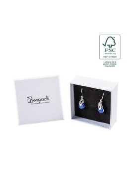 Boîte en carton FSC® pour boucles d&#39;oreilles ou parure, blanche, 65 x 65 x 29 mm F61-B