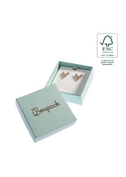 Caja FSC® para Pendientes o Conjunto Aguamarina Packaging de Joyería Personalizable F61-AQ