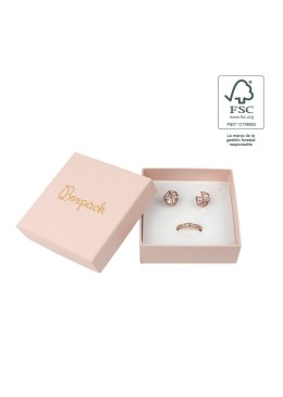 Boîte en carton FSC® pour pendentif ou parure, rose, 86x86x33 mm F81-RC