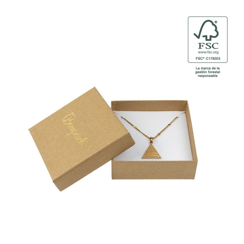 Caja de cartón fsc® para colgante o conjunto color kraft 86x86x33 mm F81-K