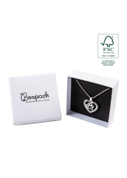Boîte en carton FSC® pour pendentif ou parure, blanche, 86x86x33 mm F81-B