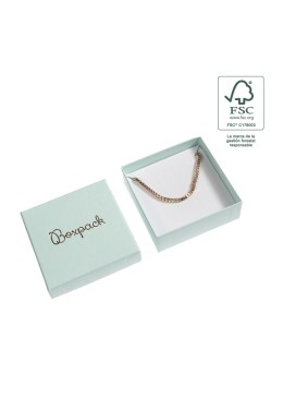 Coffret en carton FSC® pour pendentif ou parure, couleur aigue-marine, 86x86x33 mm F81-AQ