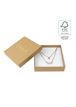 Boîte en carton Kraft FSC® pour collier ou parure 120x120x35 mm F17-K