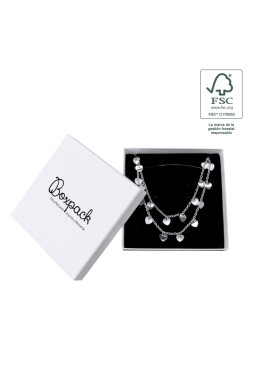 Boîte en carton FSC® pour collier ou parure, blanche, 120 x 120 x 35 mm F17-B