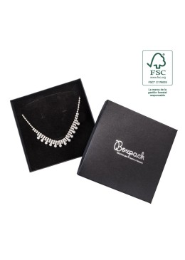 Boîte en carton FSC® pour collier ou parure, noire, 167x167x33 mm F18-N