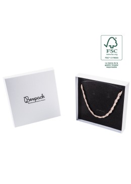 Boîte en carton FSC® pour collier ou parure, blanche, 167 x 167 x 33 mm F18-B