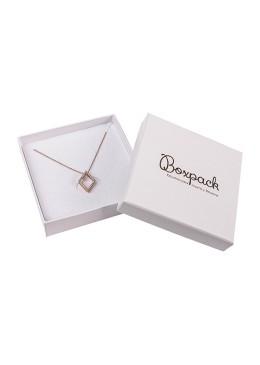 Boîte en carton pour parure de bijoux, pendentifs et bijoux fantaisie 86x86x24 mm couleur blanche IP-80