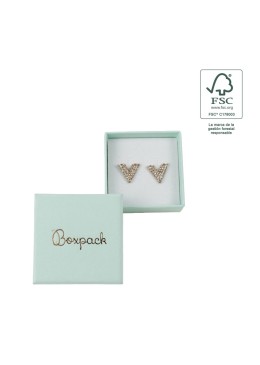 Boîte en carton FSC® pour boucles d&#39;oreilles couleur aigue-marine 50x50x23 mm F40-AQ