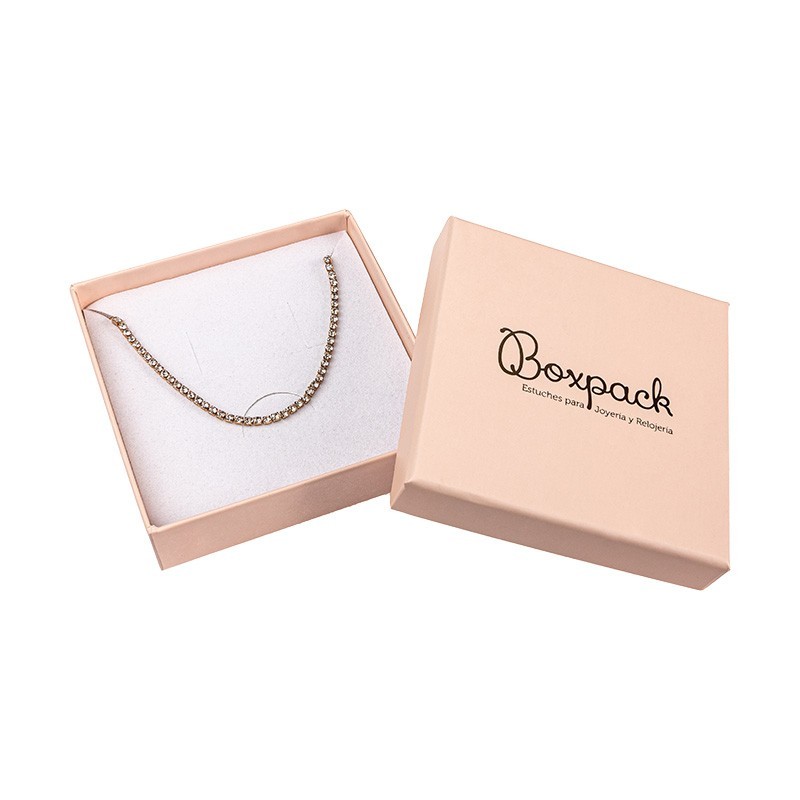 Caja de cartón para conjunto de colgante de joyería y bisutería 86x86x24 Mm color rosa pi-80
