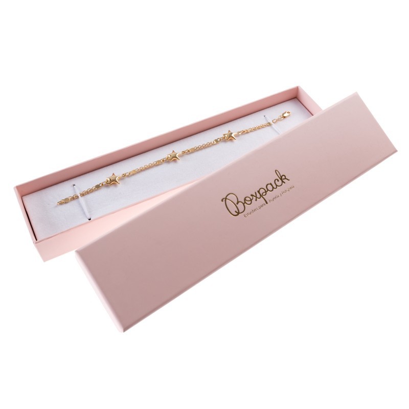 Cardboard box for jewelry bracelet 233x53x27 mm pink quartz color pi-51