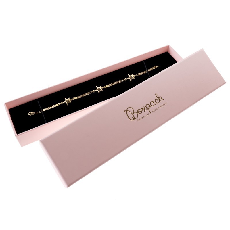 Caja de cartón para pulsera de joyería y bisutería 233x53x27 mm color rosa cuarzo pi-51