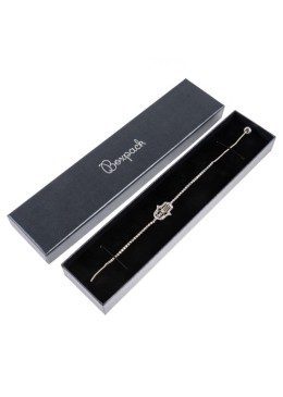 Boîte en carton pour bijoux et bracelets, dimensions : 233 x 53 x 27 mm, couleur grise, Q-51-G