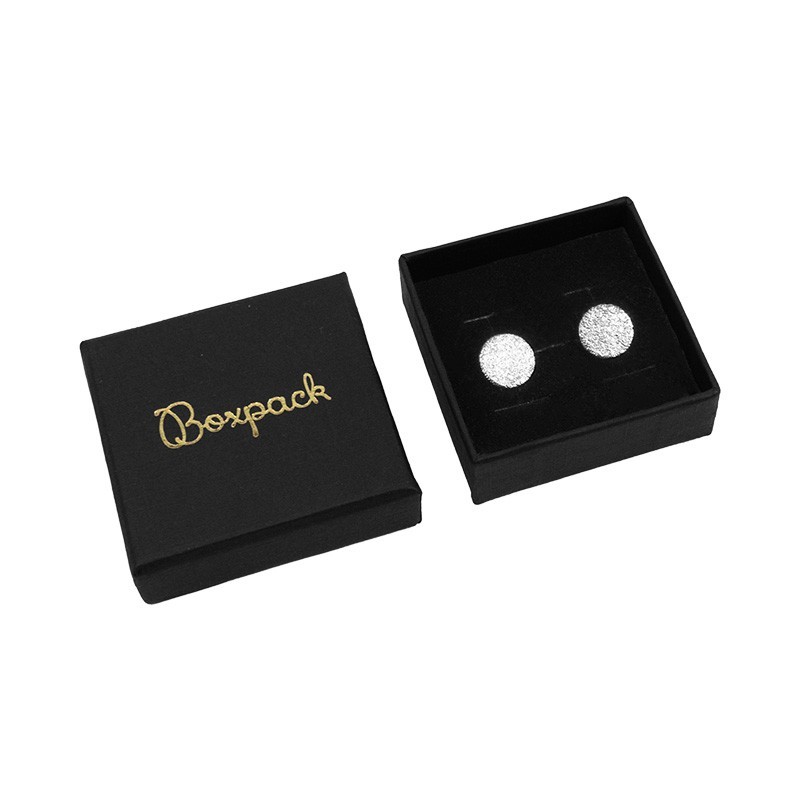 Caja de cartón para anillo o pendientes 51x51x17 mm color negro PT-45