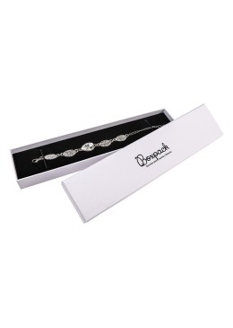 Boîte en carton pour bijoux, bracelets et bijoux fantaisie 233x53x23 mm, couleur blanche texturée mp-50