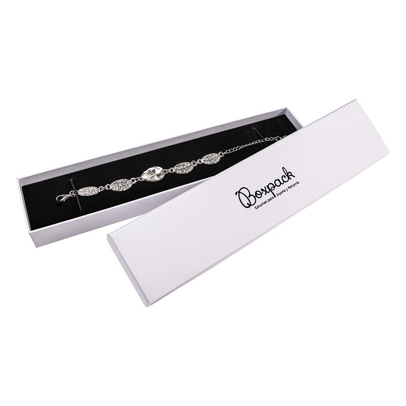 Caja de cartón para pulsera de joyería y bisutería  233x53x23 Mm color blanco texturizado mp-50