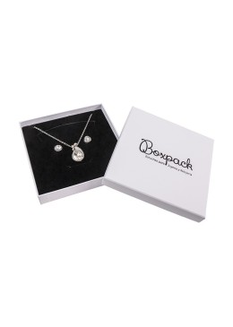 Boîte en carton pour parure de bijoux pendentifs et bijoux fantaisie 120x120x24 mm couleur blanc texturé mp-16