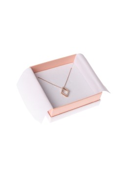 Boîte en carton blanc et rose pour pendentif ou parure, bijoux fantaisie et bijouterie 87x87x38 mm SA-81-RS