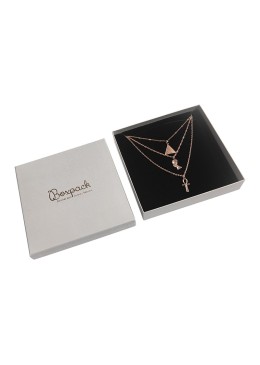 Boîte en carton gris pour collier ou parure de bijoux ST-18