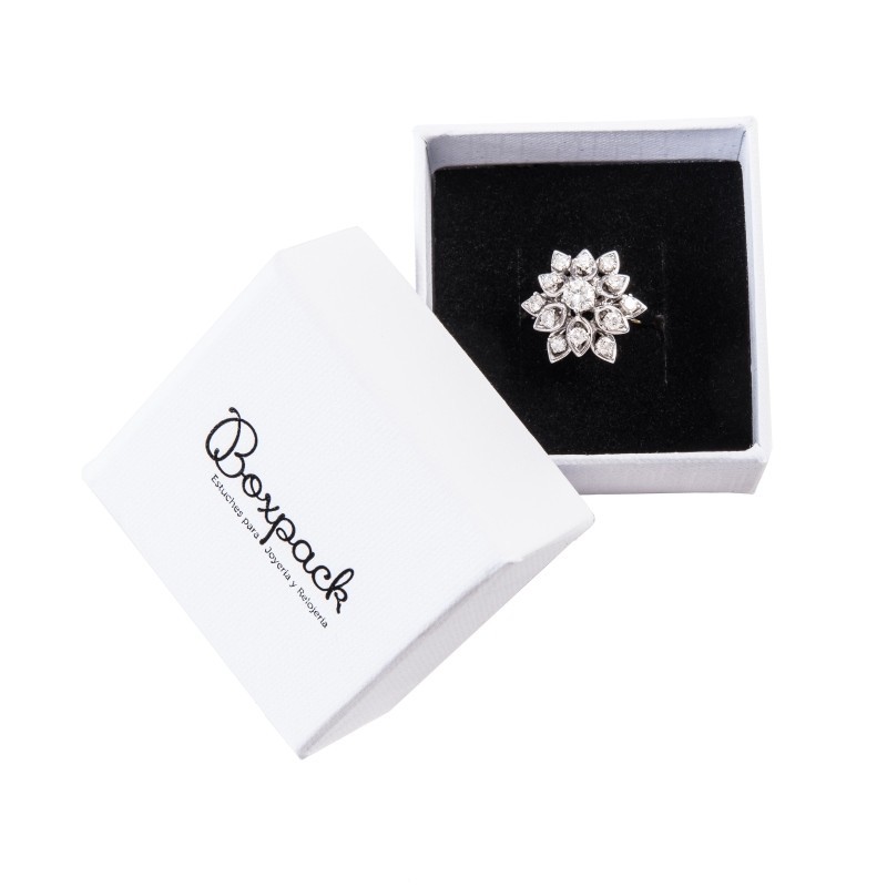 Caja de cartón para anillo o pendientes de joyería y bisutería color blanco mp-42