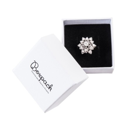 Caja de cartón para anillo o pendientes de joyería y bisutería color blanco mp-42