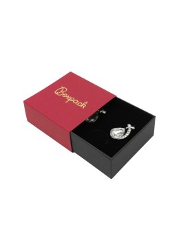 Boîte en carton pour boucles d&#39;oreilles ou parure, couleur rouge 62x62x28 mm SL-61-RN