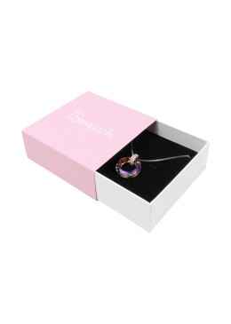 Boîte en carton rose pour pendentif ou parure 83x83x33 mm SL-61-RS-B