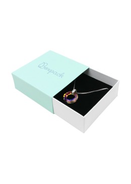 Coffret en carton pour pendentif ou parure couleur aigue-marine 83x83x33 mm SL-81-AQ-B