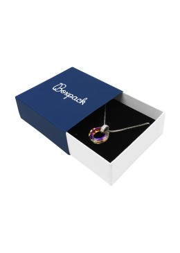 Boîte en carton pour pendentif ou parure, couleur bleue 83x83x33 mm SL-81-AB