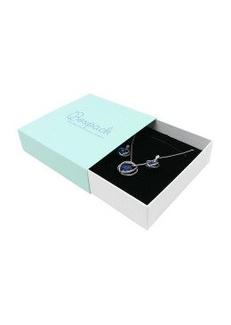 Coffret en carton aigue-marine pour collier ou parure 116x116x33 mm SL-17-AQ-B
