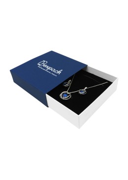 Boîte en carton pour collier ou parure, bleue, 116 x 116 x 33 mm SL-17-AB