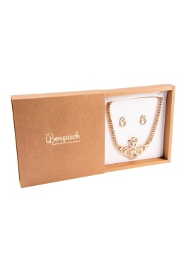 Caja de cartón para collar o conjunto color kraft 180x180x33 mm PF-4-K