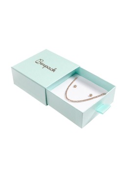 Aquamarine cardboard box for pendant and earrings 90x87x40 mm SG-3-AQ-AQ