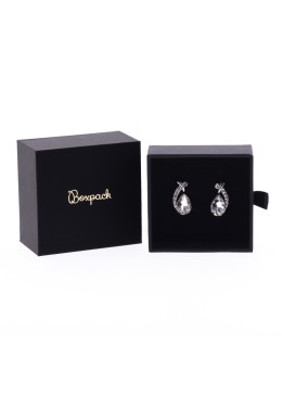 Cardboard box for earrings and pendants, black, 73x69x39 mm PB-2-N