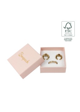 FSC® cardboard box for earrings or set, rose quartz color, 65x65x29 mm F61-RC