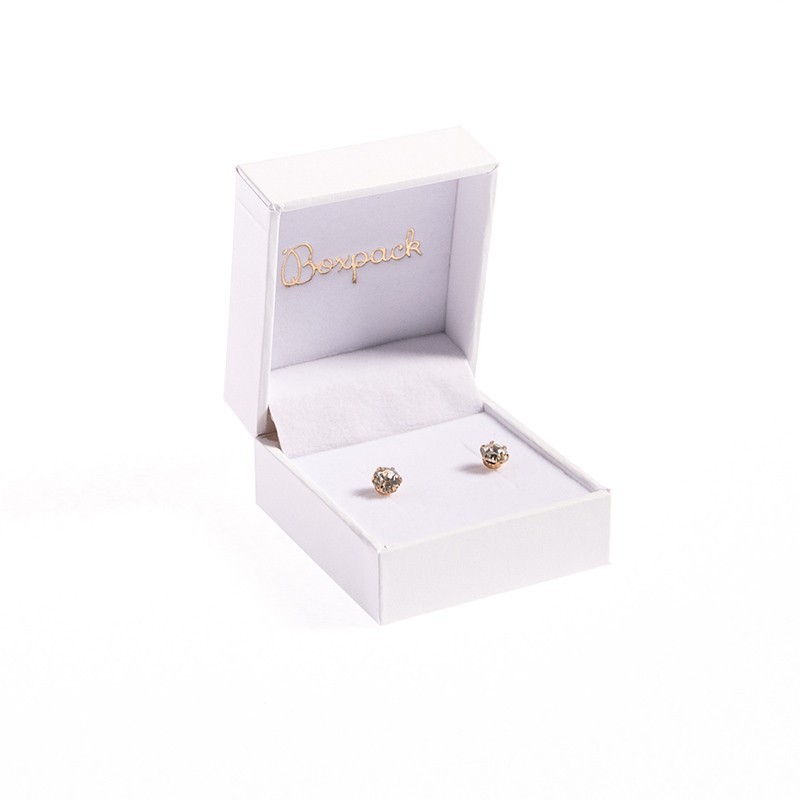 White leatherette case for earrings 46x52x30 mm. FR-1-PB