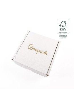 Customizable white FSC® e-commerce shipping boxes 130x130x45 mm FCE-130-B