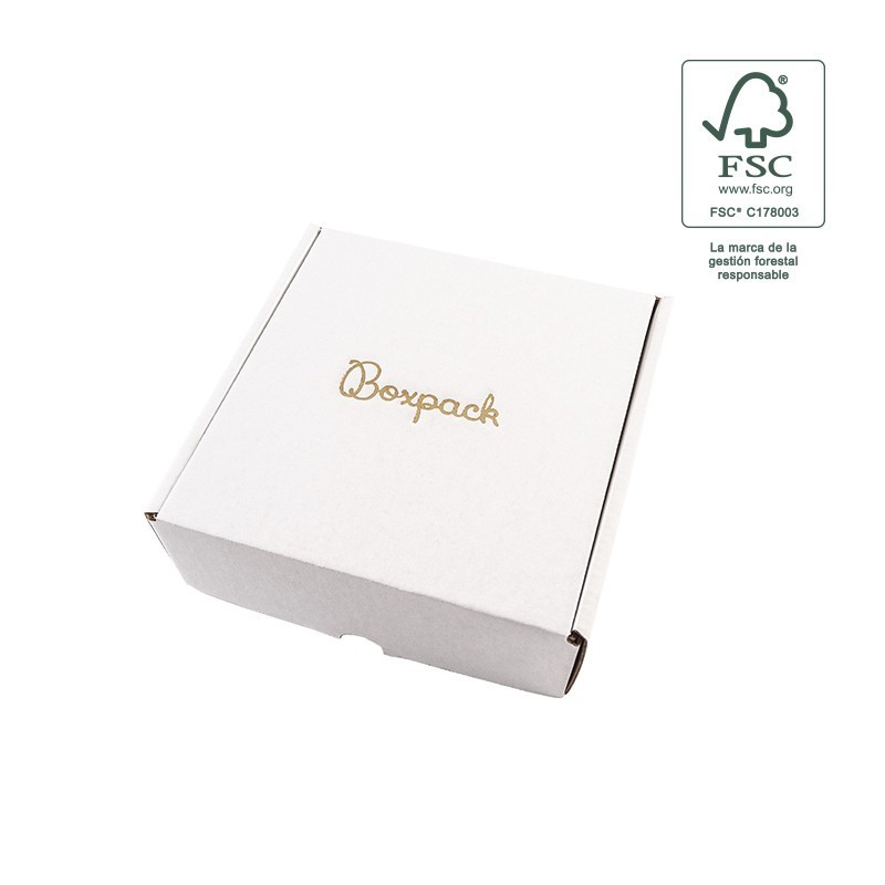 Customizable white FSC® e-commerce shipping boxes 175x175x60 mm FCE-175-B