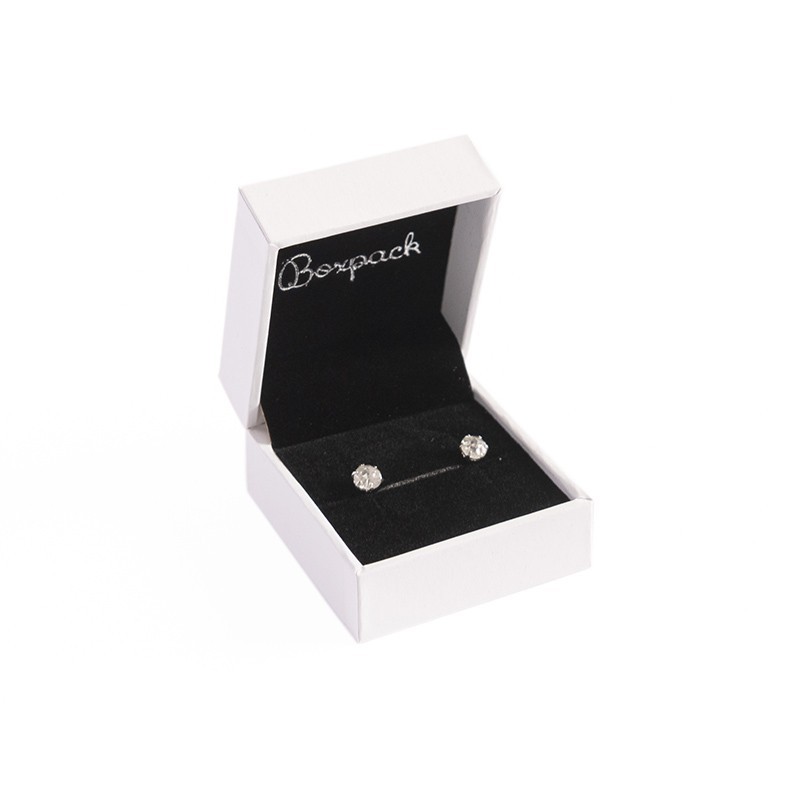White leatherette case for earrings 46x52x30 mm. FR-1-PN
