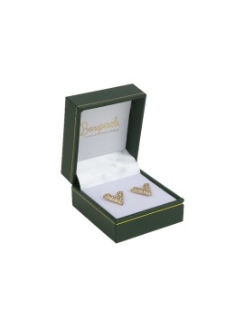 Green leatherette case for earrings, 47x53x30 mm. J-07-VE