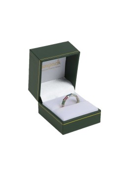 Green leatherette case for ring 47x53x40 mm. J-06-S-VE