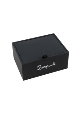 Cufflink case black white interior 70x53x30 mm GM-1-NB