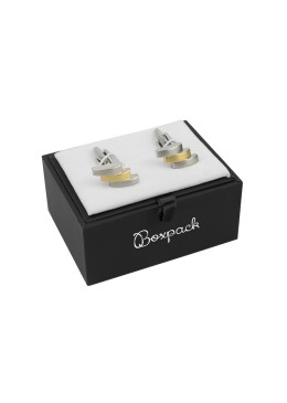 Cufflink case black white interior 70x53x30 mm GM-1-NB