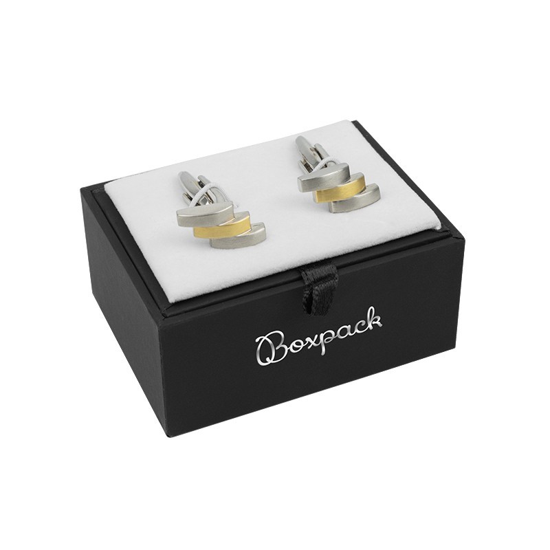 Cufflink case black white interior 70x53x30 mm GM-1-NB