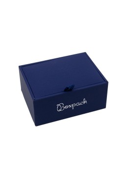 Cufflink case blue white interior 70x53x30 mm GM-1-AB