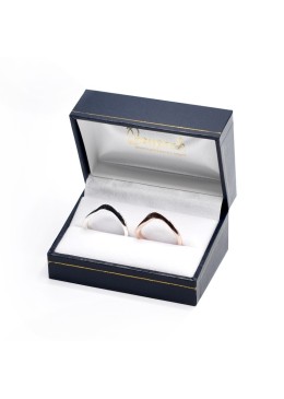 Blue leatherette case for wedding rings, 74x48x40 mm. J-05-AA